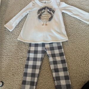 Mud Pie White and Gray Turkey Thanksgiving Set